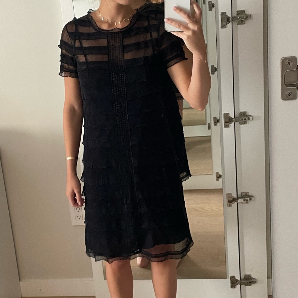 Robert Rodriguez Tiered Black Lace Dress - Size 4